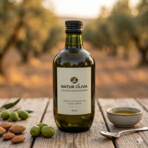 Botella 500ml AOVE Premium Natur Oliva - Aceite de Oliva Virgen Extra de Agricultura Regenerativa 100% Natural