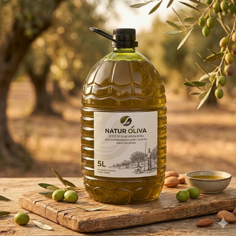 Garrafa 5 litros Aceite de Oliva Virgen Extra Ecológico Natur Oliva - Agricultura Regenerativa en Toledo